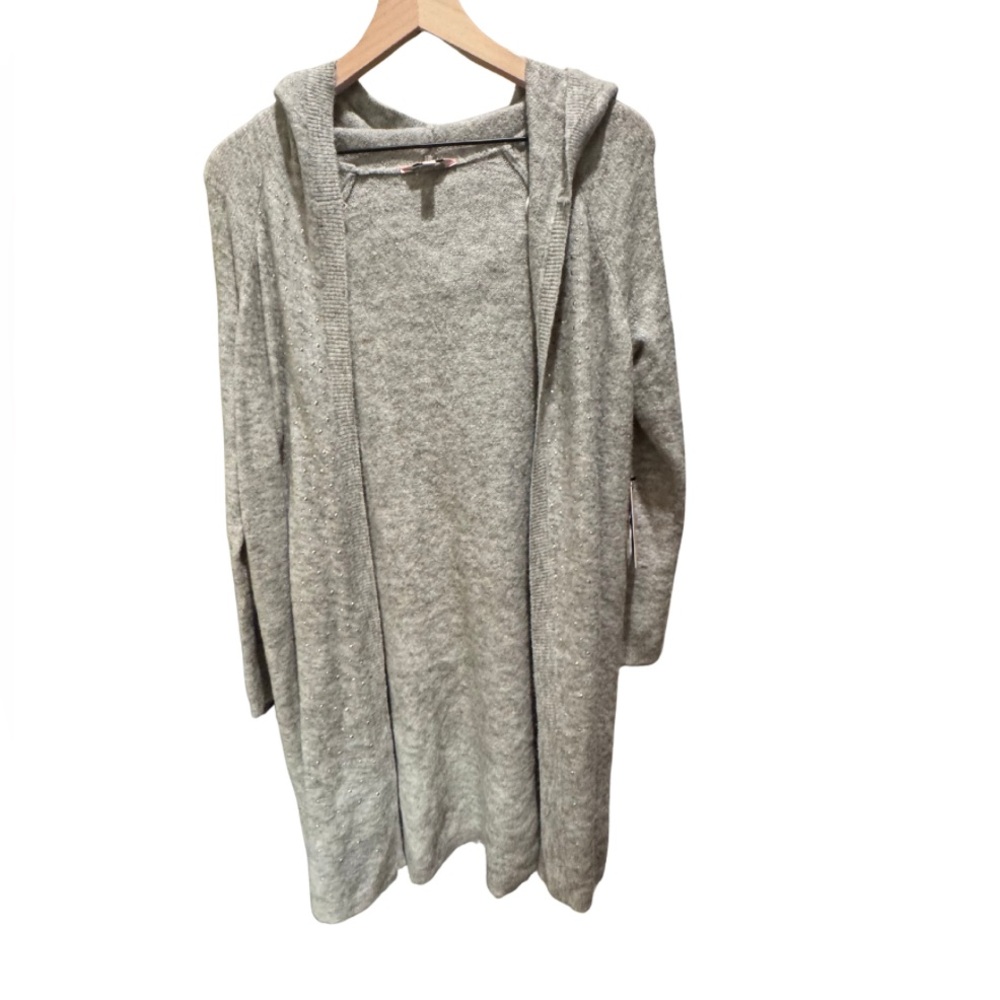 3/$30 NWT Juicy Couture Heather Gray Knit Hoodie Cardigan Sweater